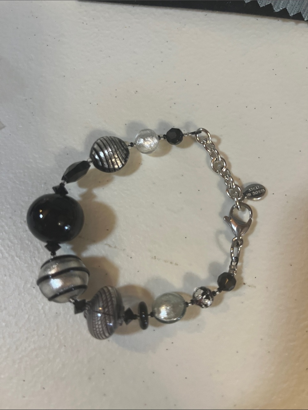 Morano glass bracelet and earrings set. Tag on bracelet says Marano glass.